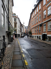 A bicycle at the house in a street in Copenhagen