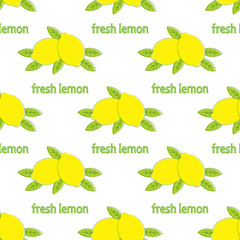 seamless pattern lemon isolated on white background