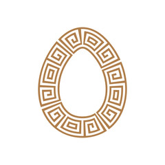 Greek key round frame egg. Greek border. Vector