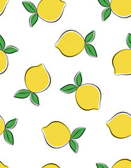 seamless pattern lemon isolated on white background