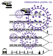 Coronavirus COVID 19 full capacity hospital isolated on white background 