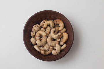 Cashew Nuts in a wooden bowl