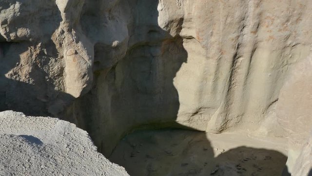 Tilt up strange looking rock formations of the Valley of the Stars in Qeshm southern Iran