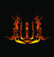 letter D fire or shades of horror, burning letters, Latin fonts from fire, collection of fonts, fire for creative business logos and GAME