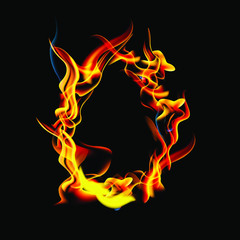 Collection of fonts or letters from fire, modern red fire, fonts Tattoo Fire. The alphabet is hot, ABC is burning. Hot typography. fire lettering, letter O