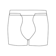 Boxer briefs for men one line drawing on white isolated background. Vector illustration 