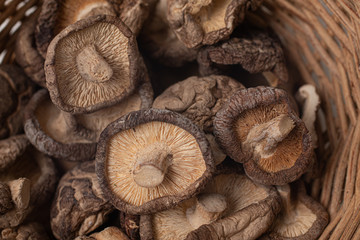 Dried Mushroom in a Basket