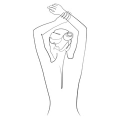 Woman’s body one line drawing on white isolated background. Vector illustration
