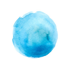 Watercolor blue round abstract background isolated