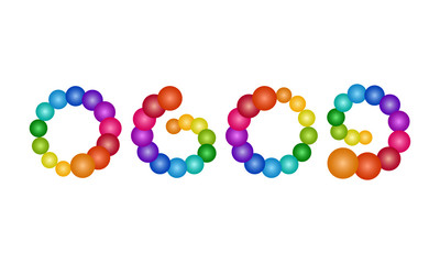 Colorful spheres different shapes. Curls, circles and curves isolated on white background. Vector illustration