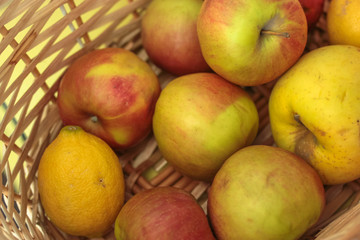 Naklejka na ściany i meble Rip apples and lemons in a basket