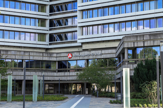 Nurnberg, Germany, Aug 11,2019: Headquarters of the Bundesagentur fuer Arbeit in Nuremberg, Germany - Federal Employment Agency - The BA manages job centres across Germany