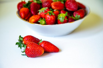 Ripe, juicy strawberries on the table