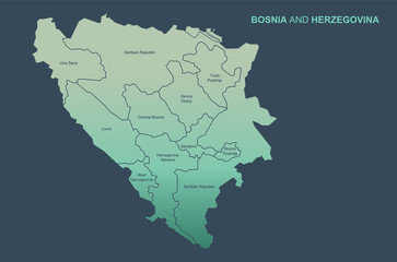 bosnia map in european country . bosnia and herzegovina vector map.