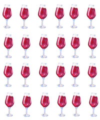 watercolor red wine in a glass isolated on white background  hand drawn illustration seamless pattern