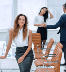 business woman on the background of business team