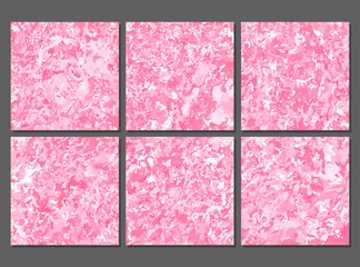 Bright pink marble textures. Abstract backgrounds set