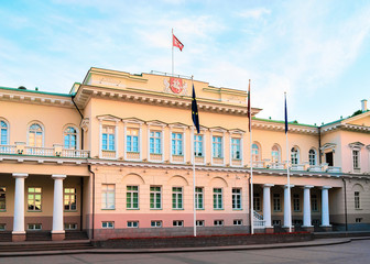 Fototapeta na wymiar Presidential Palace in Old city center in Vilnius Lithuania