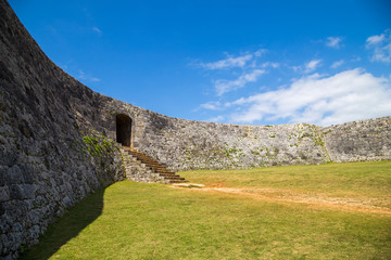Fototapeta na wymiar Yomitan, Okinawa/Japan - circa 2018: The remains of ancient Zakimi castle in Okinawa on a beautiful sunny day summer day.