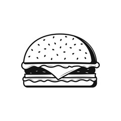 Burger icon on white background. Food concept.