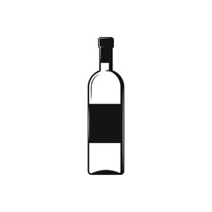 Wine bottle icon on white. Food concept.