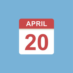 calendar - April 20 icon illustration isolated vector sign symbol