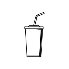 Paper Cup With Tube Icon on white. Food concept.