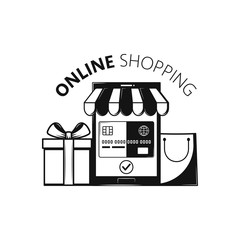 Online shopping icon on white back. Concept.