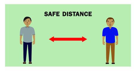 Social distancing from coronavirus. 2 meters safe distance. Virus prevention, protection against infection. Vector stock illustration, banner, poster.