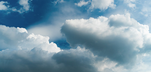 Bright sky and clouds. cloudy and overcast. Panorama view. cloudscape