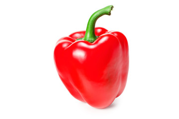 one red sweet bell pepper isolated on white background