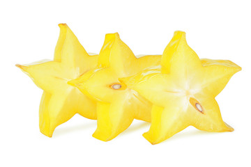 Fototapeta premium slice ripe star fruit carambola or star apple ( starfruit ) on white background