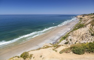 Torrey Pines State Beach and Southern Pacific Ocean California Coastline north of San Diego