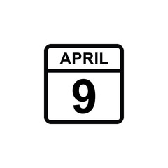 calendar - April 9 icon illustration isolated vector sign symbol