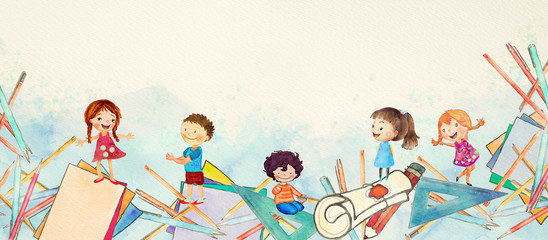 Watercolor school background © pronoia