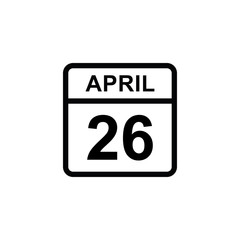 calendar - April 26 icon illustration isolated vector sign symbol