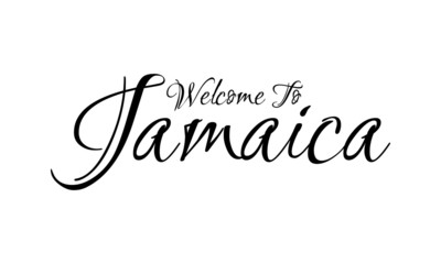 Welcome To Jamaica Creative Cursive Grungy Typographic Text on White Background