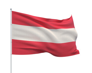 Fototapeta na wymiar Waving flags of the world - flag of Austria. Isolated on WHITE background 3D illustration.