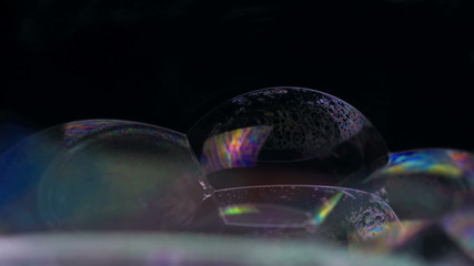 Soap Bubbles Macro shoot. Clean soft elegant bright photo background. Close-up Soap bubbles colors....