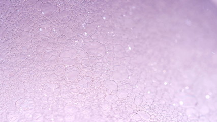 Foam Macro shoot. Clean soft elegant bright footage background. Close-up Soap foam popping bubbles. Washing disinfection photo. Froth Backdrop. Shoot on Red Dragon camera still.