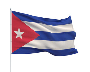 Waving flags of the world - flag  of Cuba.  Isolated on WHITE background 3D illustration.