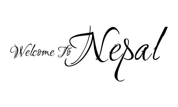 Welcome To Nepal Creative Cursive Grungy Typographic Text on White Background