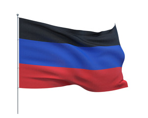 Fototapeta na wymiar Waving flags of the world - flag of Donetsk People's Republic. Isolated on WHITE background 3D illustration.