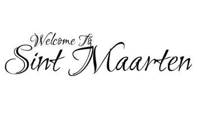 Naklejka na ściany i meble Welcome To Sint Maarten Creative Cursive Grungy Typographic Text on White Background