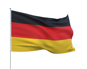 Waving flags of the world - flag of Germany.  Isolated on WHITE background 3D illustration.