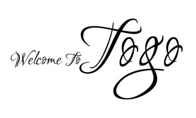 Welcome To Togo Creative Cursive Grungy Typographic Text on White Background