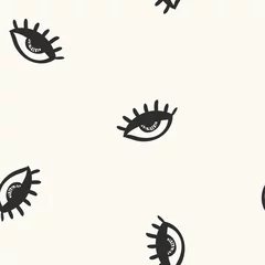 Printed roller blinds Eyes Vector hand drawn eye doodles seamless pattern on light background, modern design