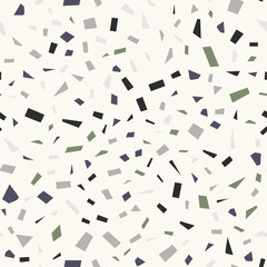 Terrazzo flooring vector seamless pattern in cold colors. Texture of classic italian type of floor in Venetian style composed of natural stone, granite, quartz, marble, glass and concrete