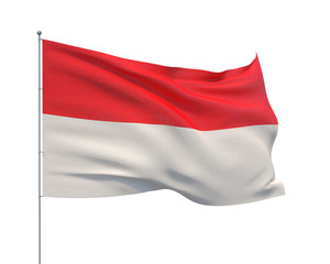 Fototapeta na wymiar Waving flags of the world - flag of Indonesia. Isolated on WHITE background 3D illustration.