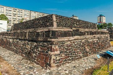 Ruins of pyramids in Tlatelolco, down town Mexico city